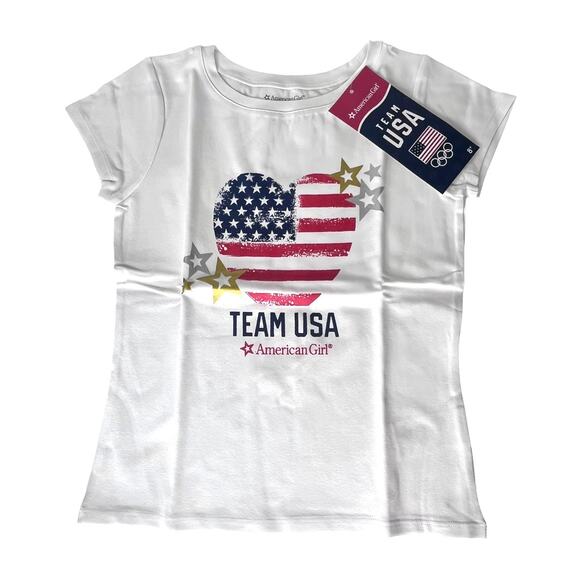 NEW American Girl Team USA T-SHIRT For GIRLS XL 18/20 TEE Patriotic Heart Flag - Picture 2 of 7